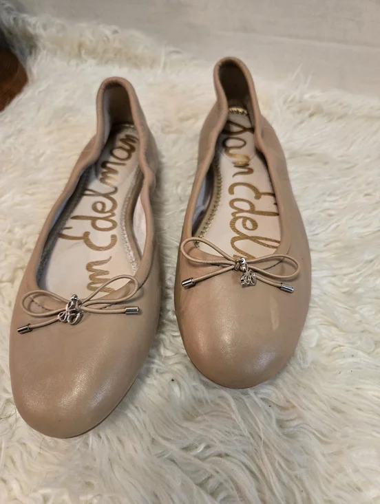 Sam Edelman Nude Ballet Flats with Bow - Picture 2 of 13
